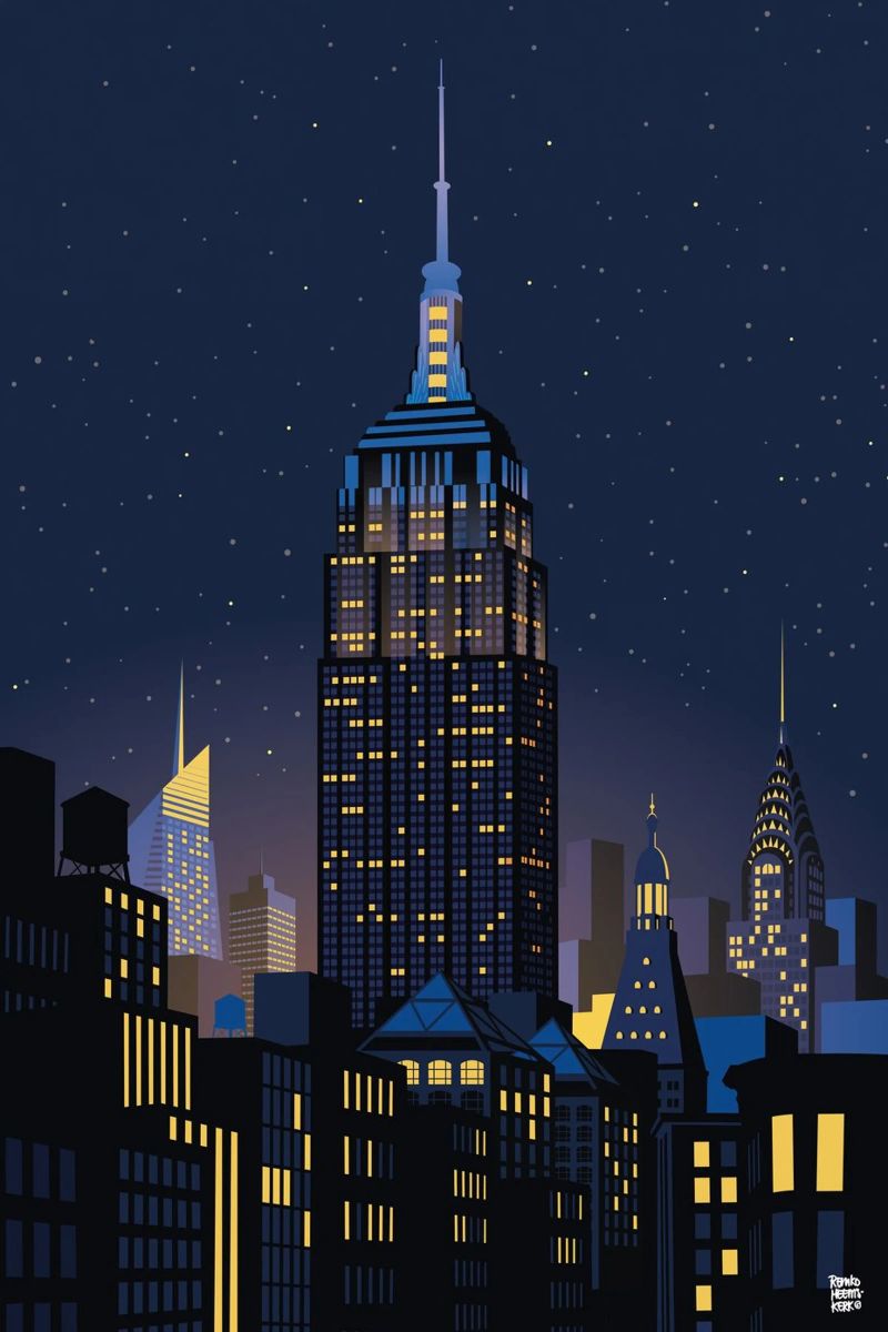 Empire state building by night, New York City Poster von Remko Heemskerk