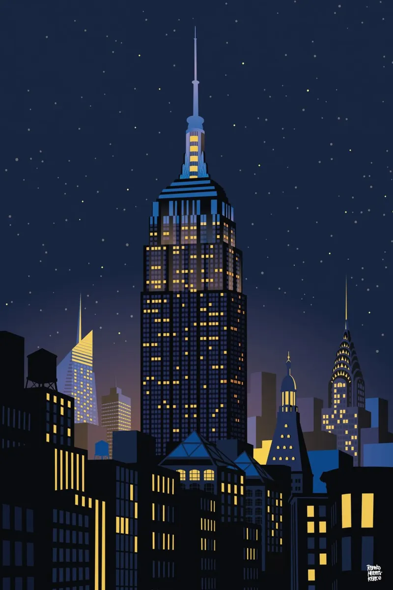 Empire state building by night, New York City acrylic glass by Remko Heemskerk