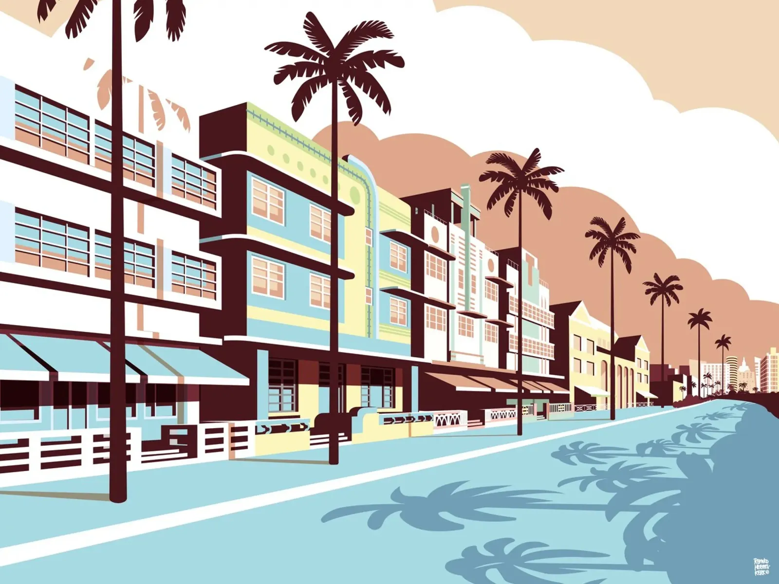 Ocean Drive Miami acrylic glass by Remko Heemskerk