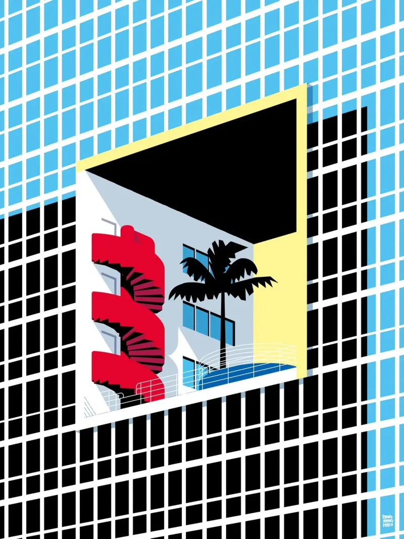 Atlantis Condominium, Miami poster con telaio in alluminio da Remko Heemskerk