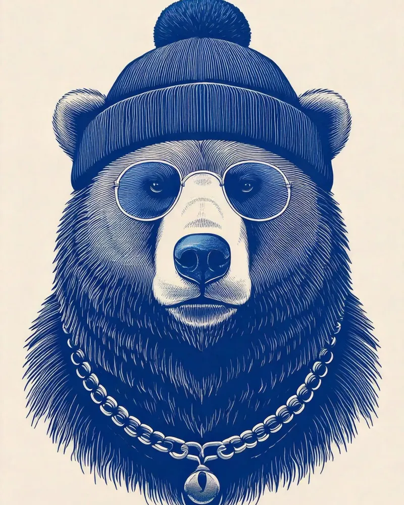 Blue Bear poster con marco de aluminio de tylerstudio