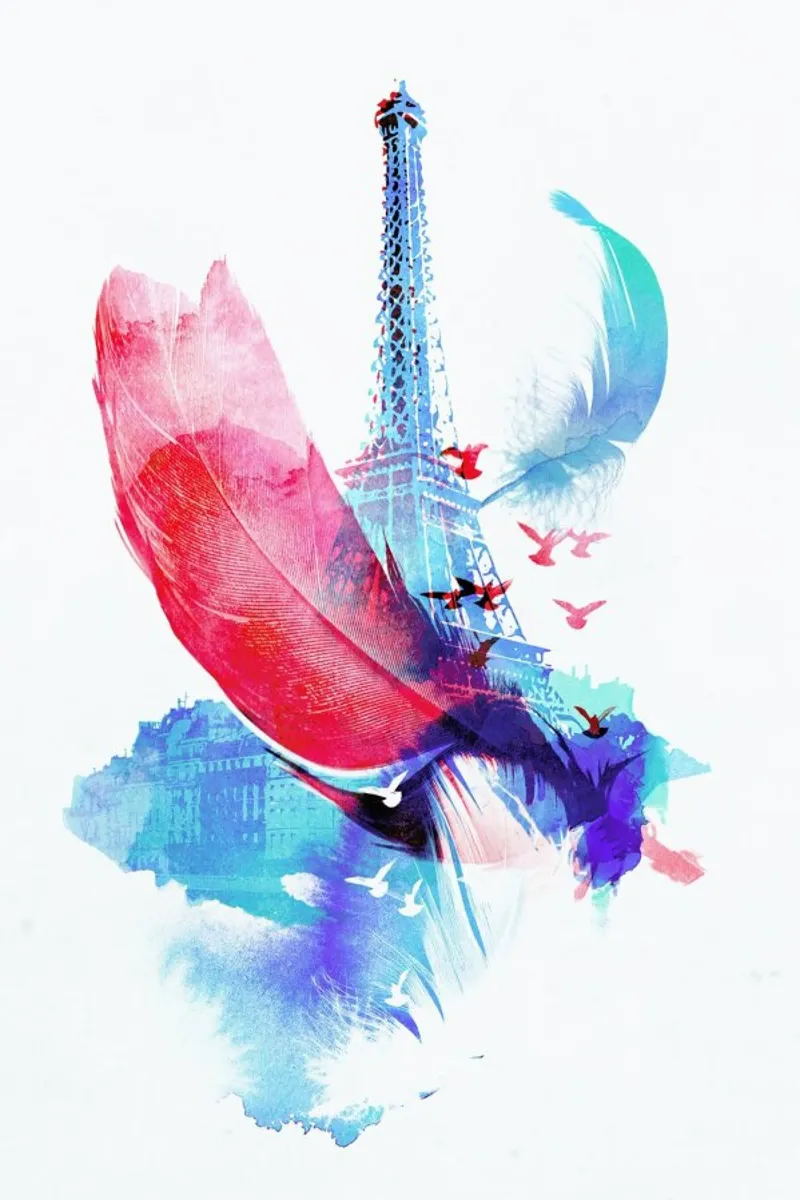 Pigeons of Paris poster con telaio in legno da Róbert Farkas