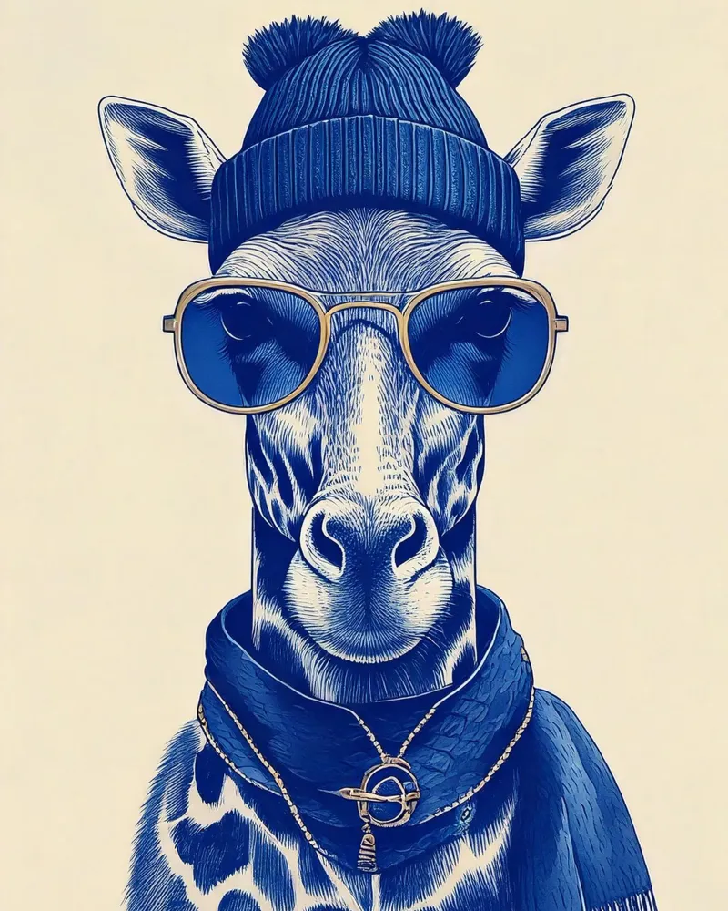 Blue Girafe poster con marco de aluminio de tylerstudio