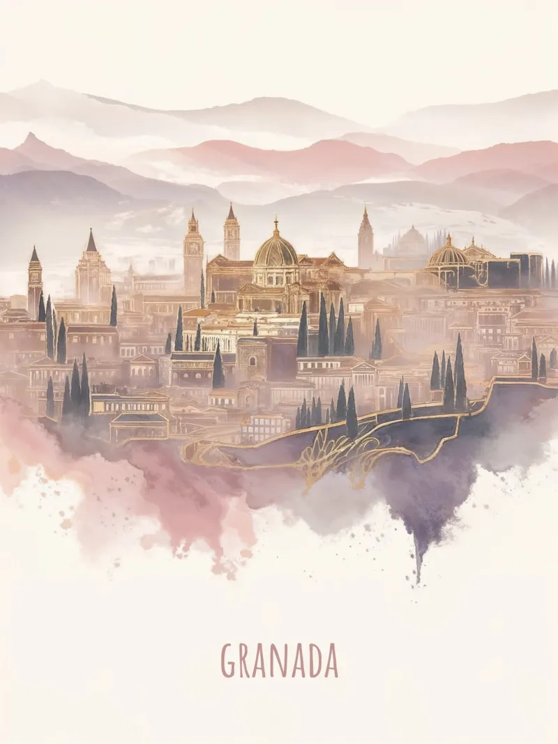 Granada città minimalista e moderna tela con Cornice a cassetta da WijdevenDesign