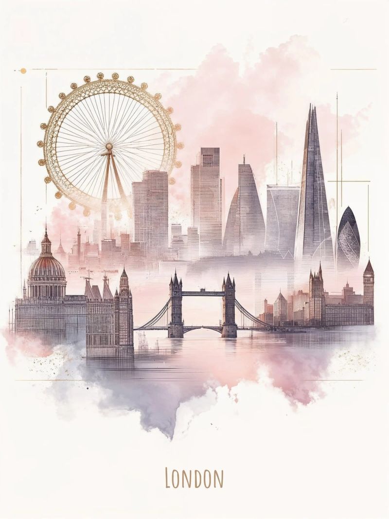 London City minimalist modern landmarks poster by WijdevenDesign