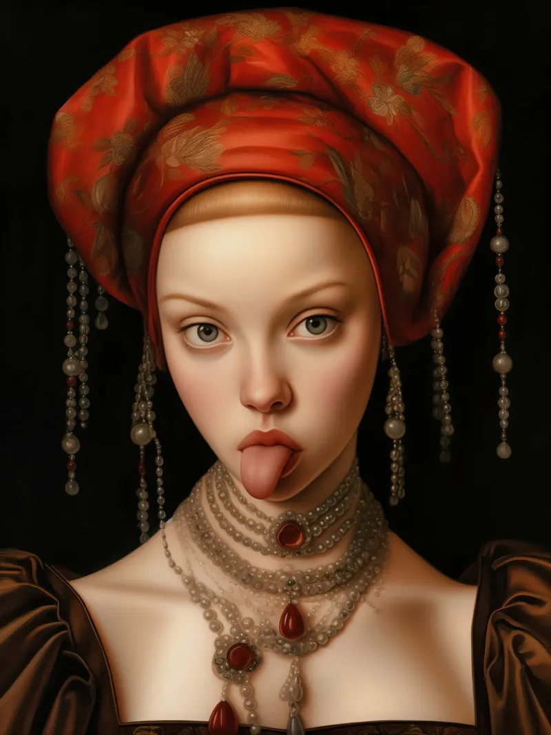 Portrait einer unartigen Prinzessin | Renaissance Malerei Leinwand mit Schattenfugenrahmen von Autofocus