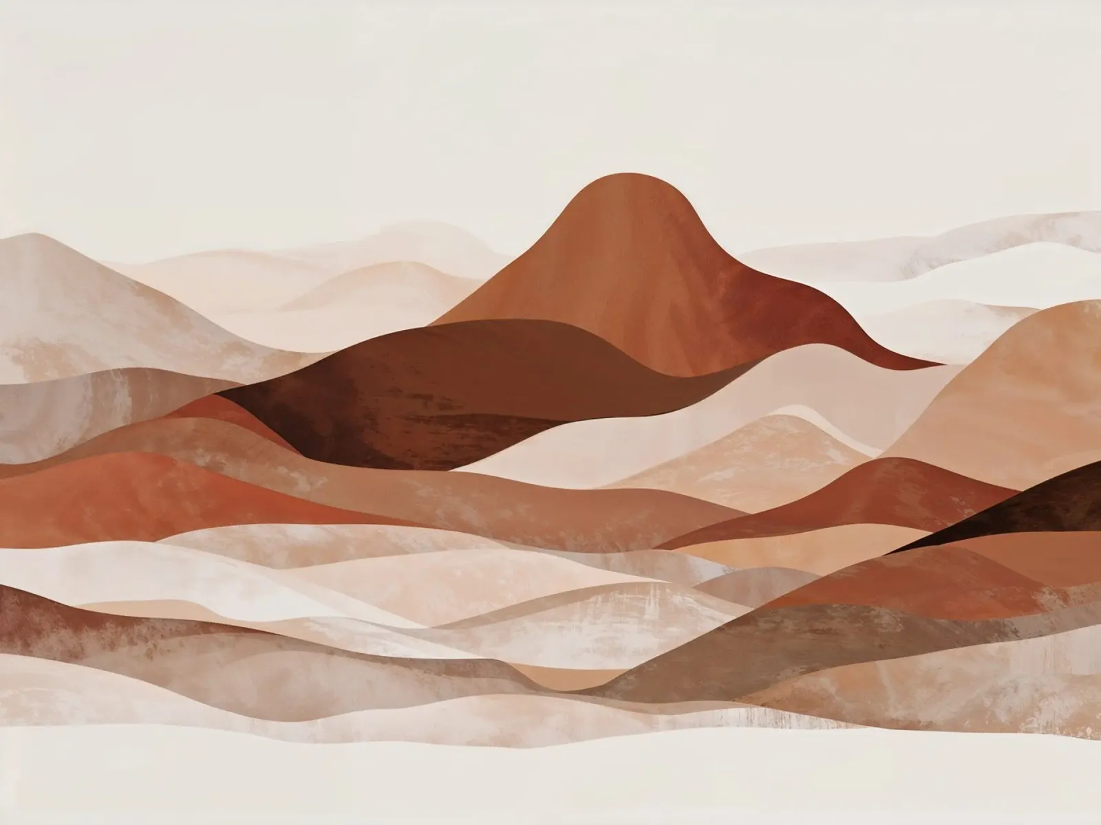 Paesaggio montano astratto in un colore neutro beige-terra - marrone pellicola backlit da WijdevenPrints