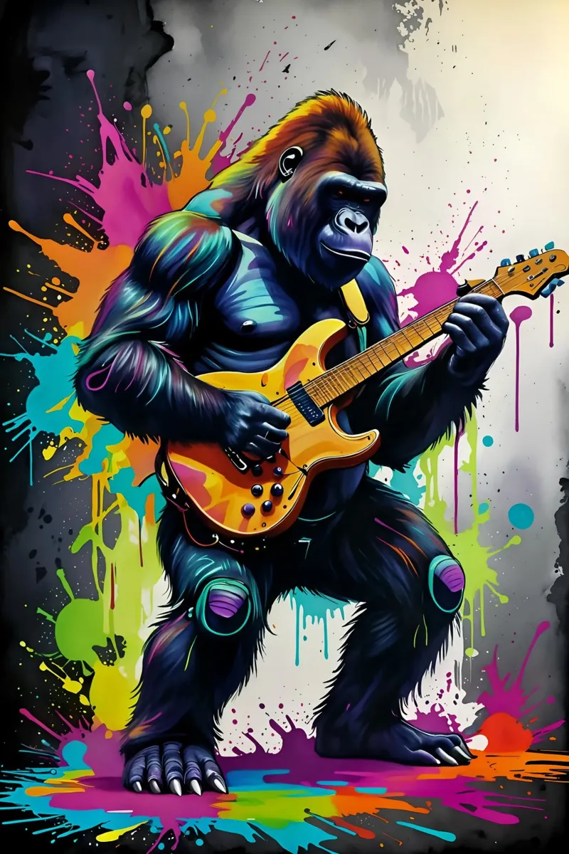 Gorilla suona la chitarra carta hahnemühle da MakArena