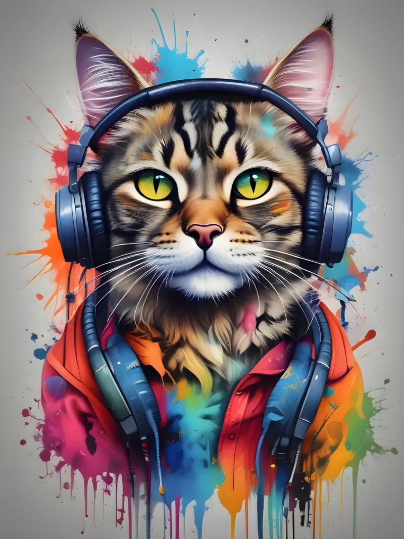 Musique de chat amusante poster avec cadre en bois de MakArena