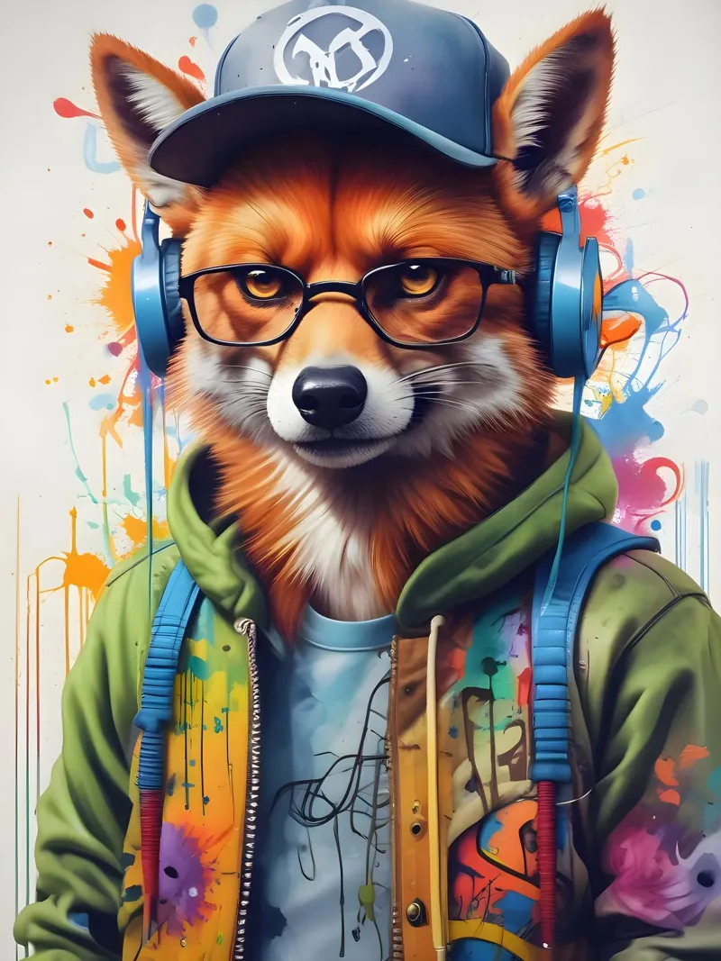 Foxy in cuffia carta hahnemühle da MakArena