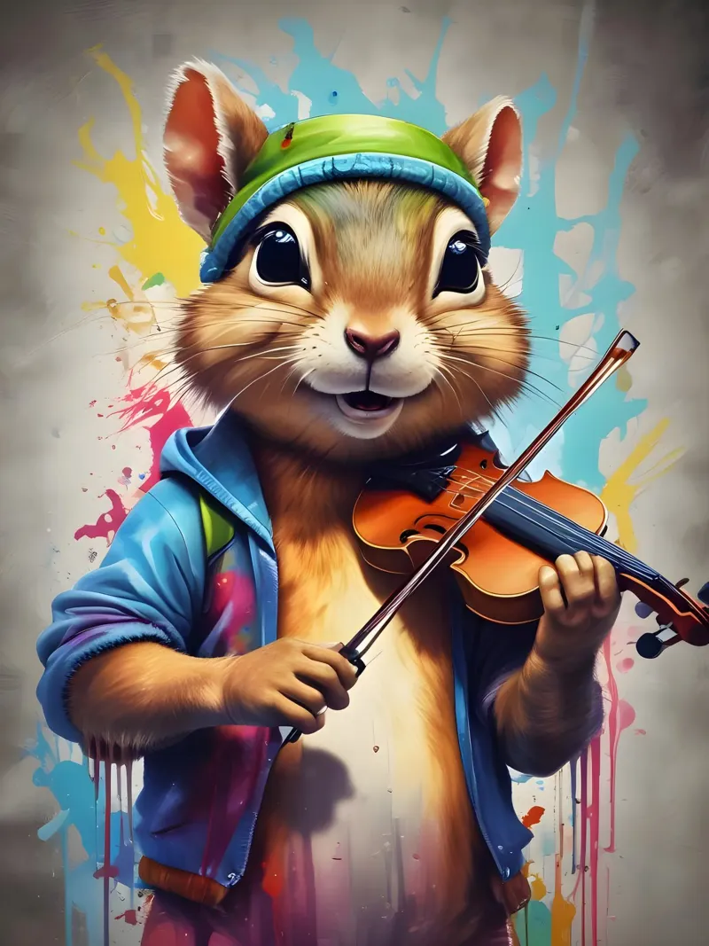Chipmunk suona il violino poster con telaio in alluminio da MakArena
