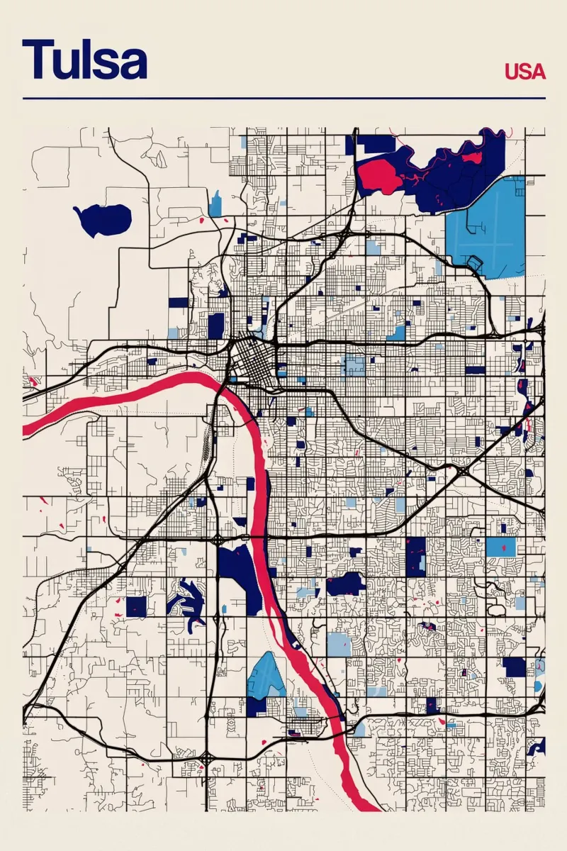 Tulsa in stile arte urbana poster con telaio in plastica da MOOODZART