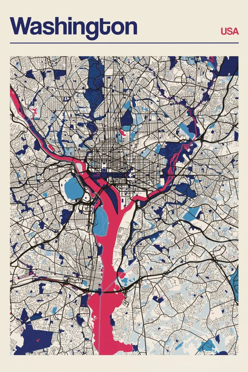 WASCHINGTON DC Milky poster con telaio in plastica da MOOODZART