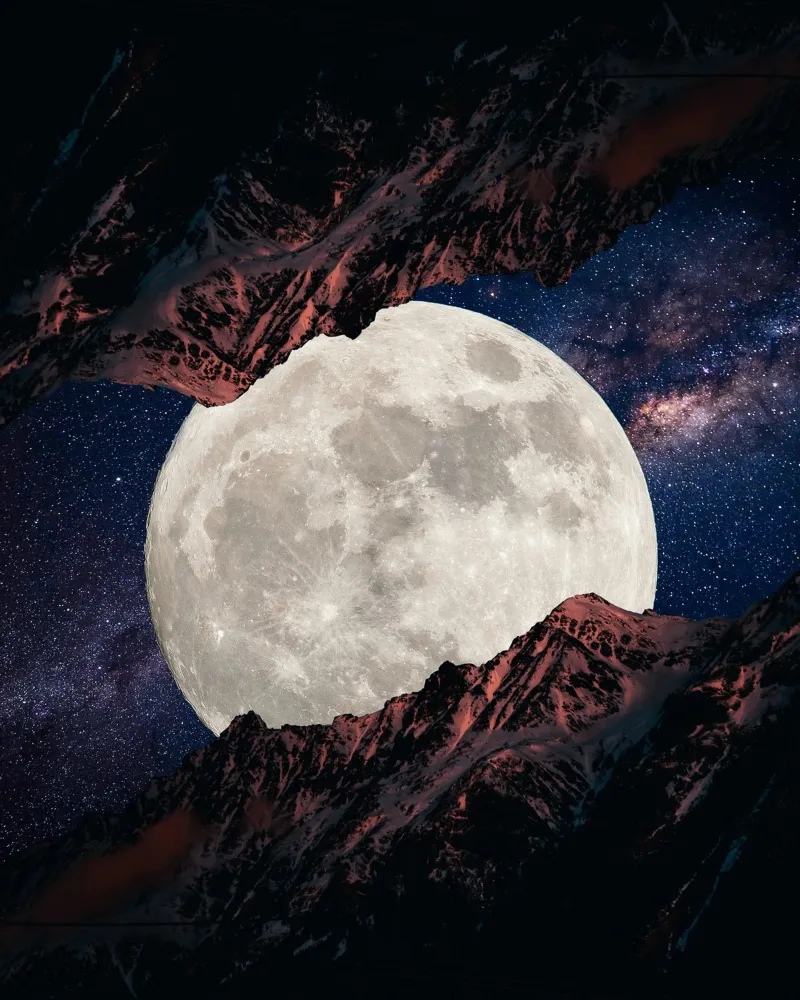 twin mountains and moon hahnemühle by Berwies Artwork
