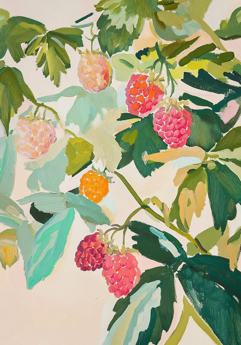 Lamponi Botanica Cibo Natura poster con telaio in alluminio da Euphoria Theresa