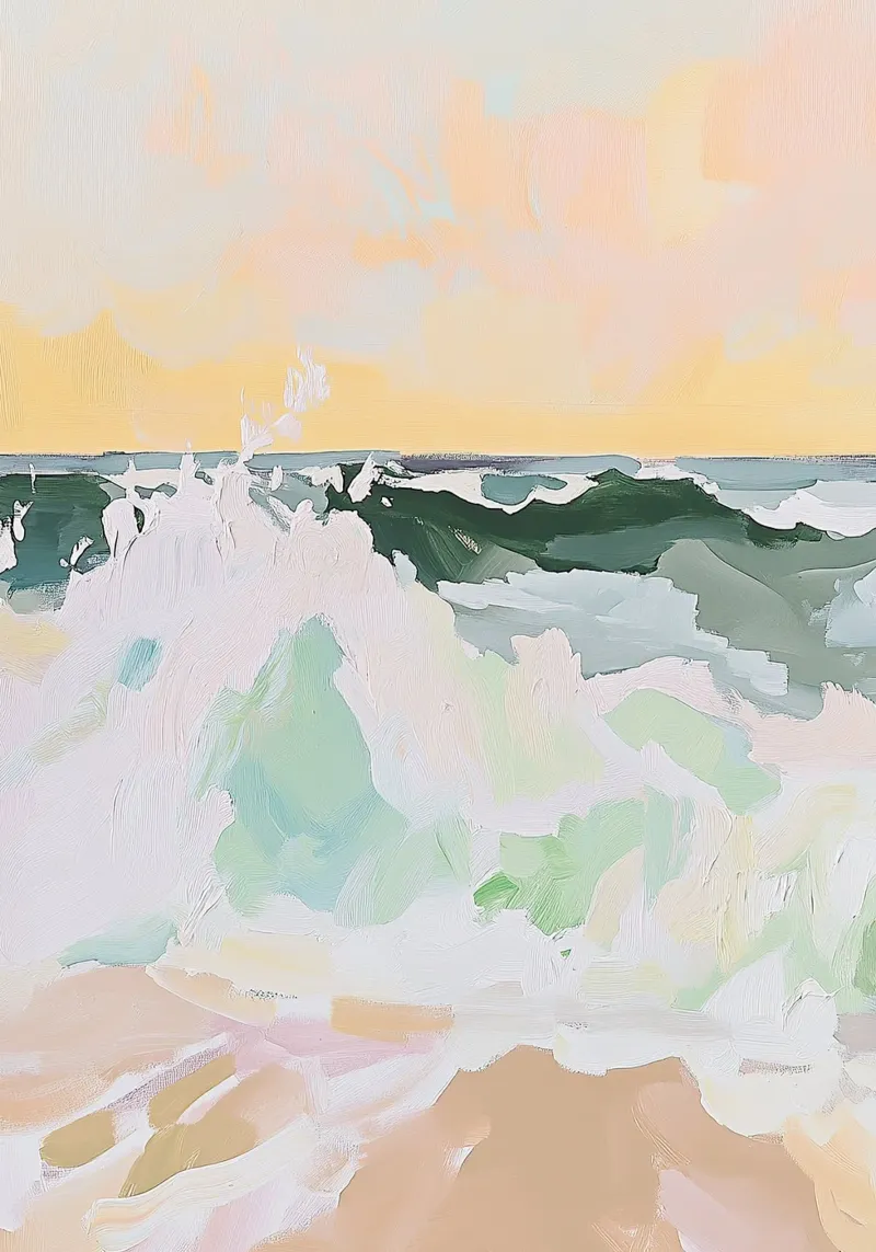 Onda Oceano Mare Fauvismo Pastello poster con telaio in alluminio da Euphoria Theresa