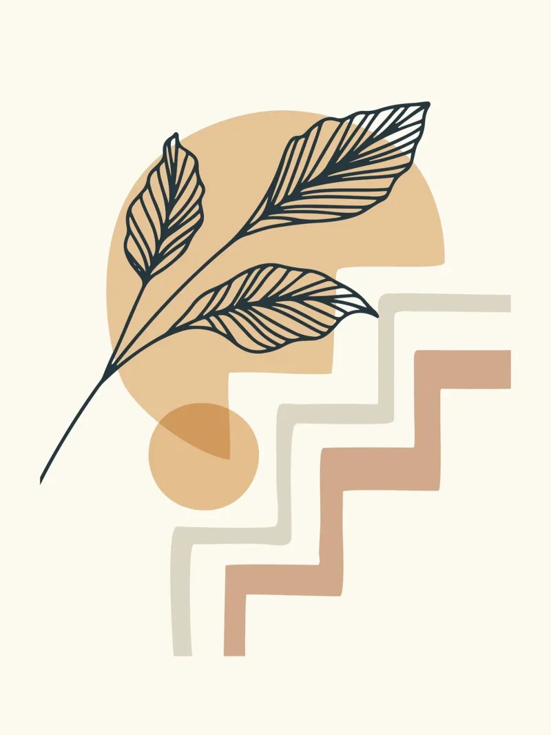 Boho Line Art Foglie Beige Moderno pellicola backlit da Whole©