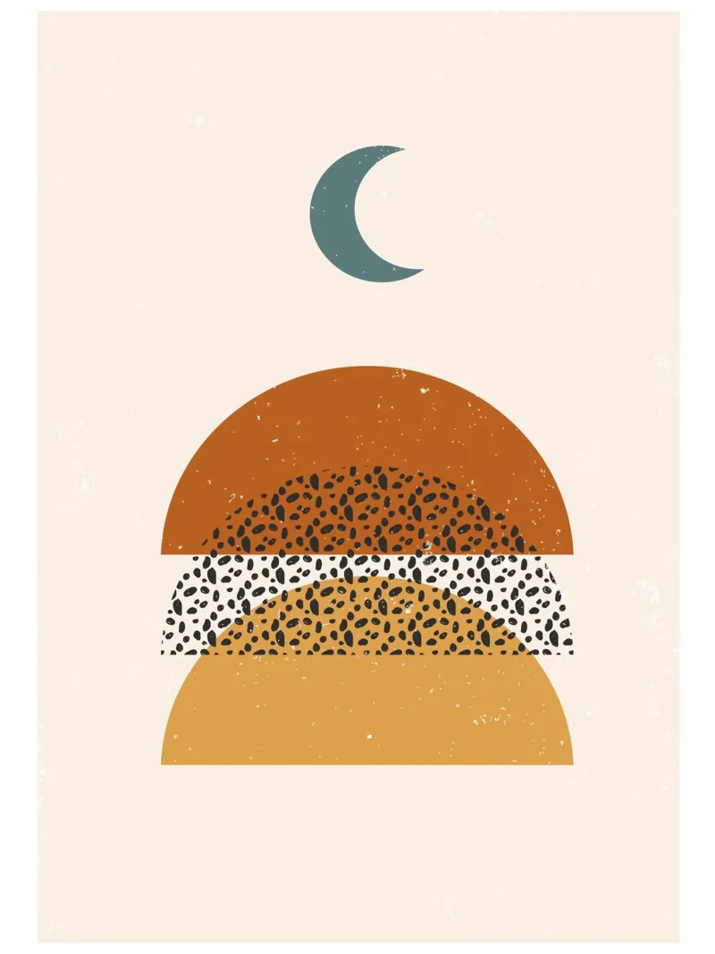 Boho Semicerchio Geometrico Moderno Retro poster con telaio in plastica da Whole©