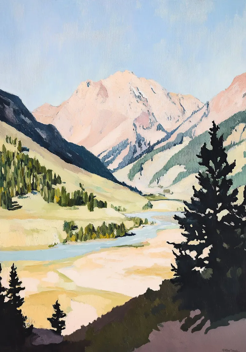 Landscape Mountains Fauvism Nature Botany Mountains forex plate by Euphoria Theresa