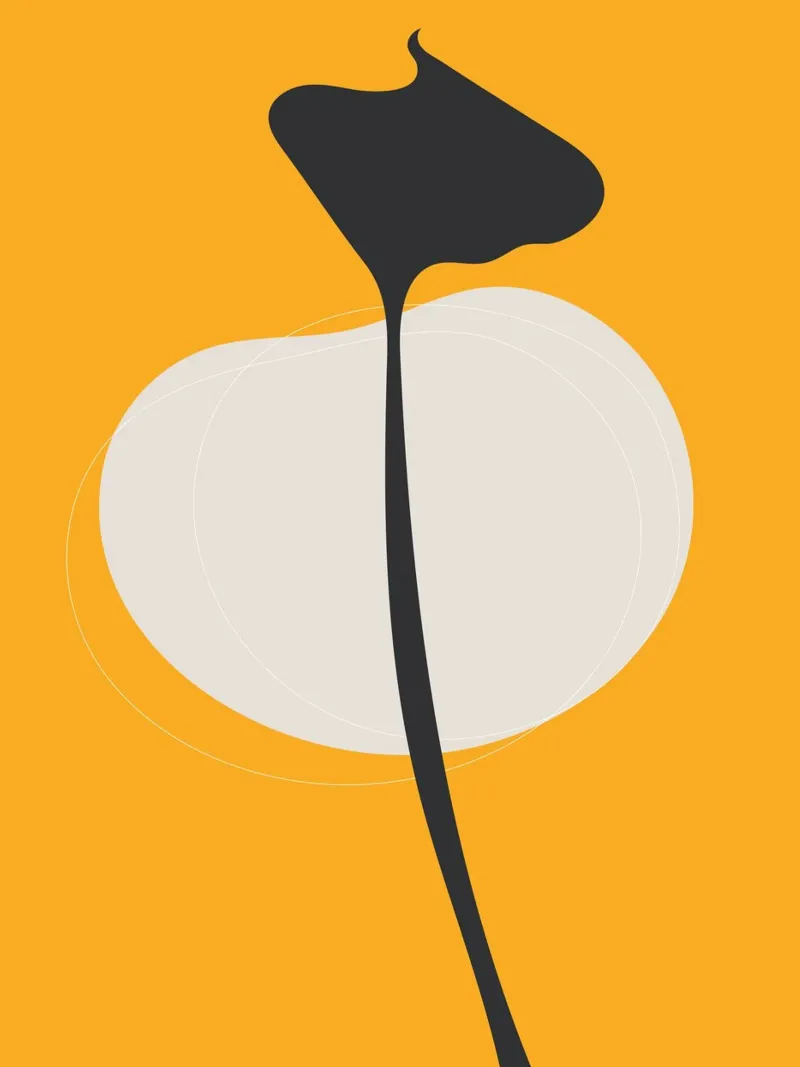 Fleur minimaliste Moderne Jaune Noir plexiglas de Whole©