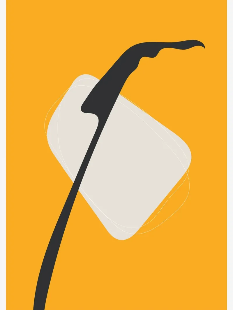 Design minimaliste moderne Jaune Noir poster avec cadre en aluminium de Whole©