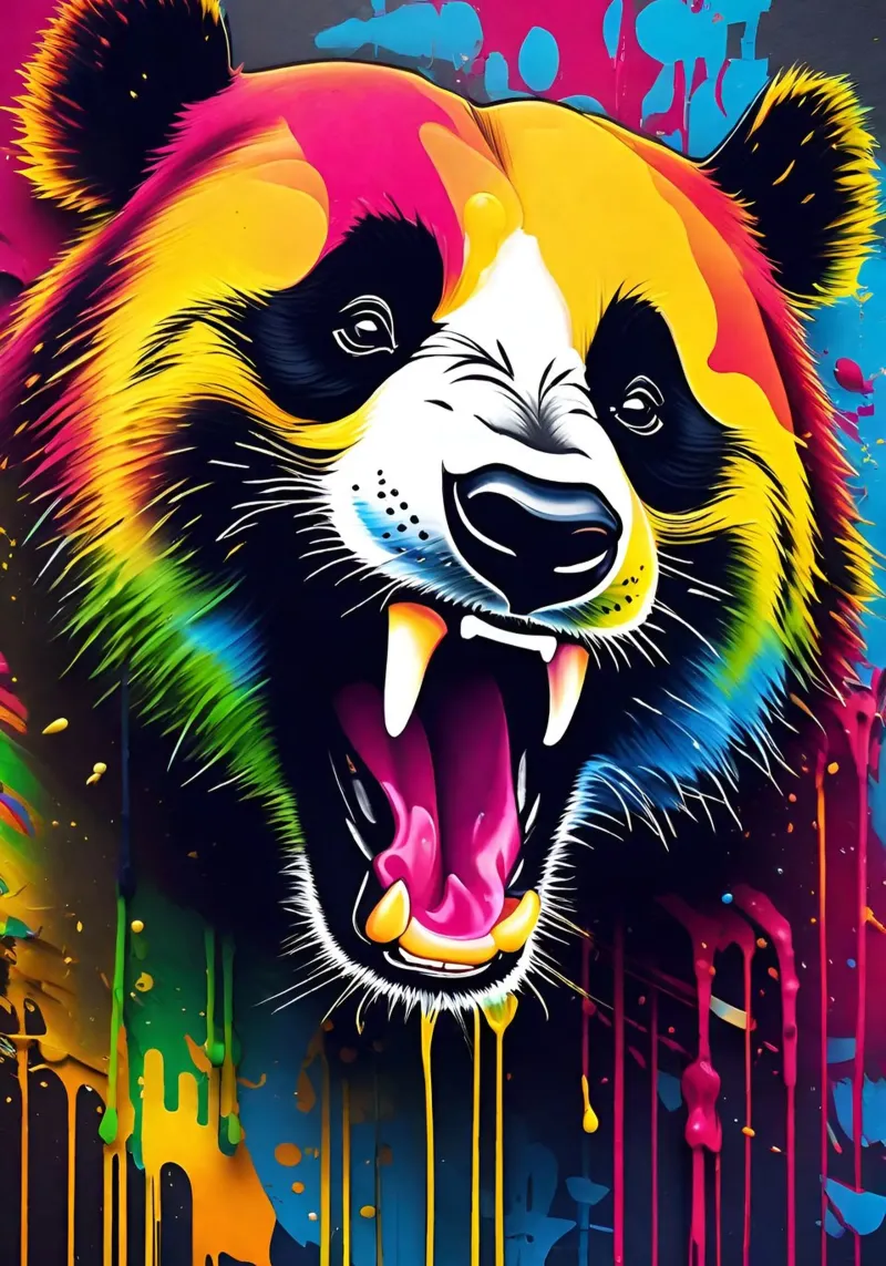 Panda, graffiti poster con telaio in plastica da MakArena