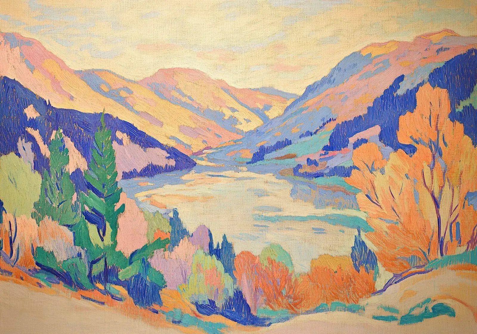 Matisse inspires Fauvism Landscape poster with wooden frame by Euphoria Theresa