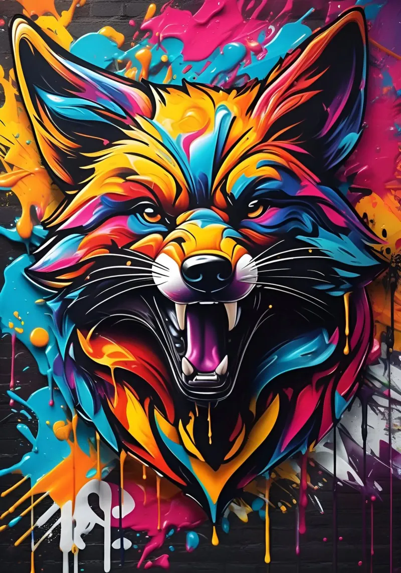 Aggressive fox, graffiti pellicola backlit da MakArena