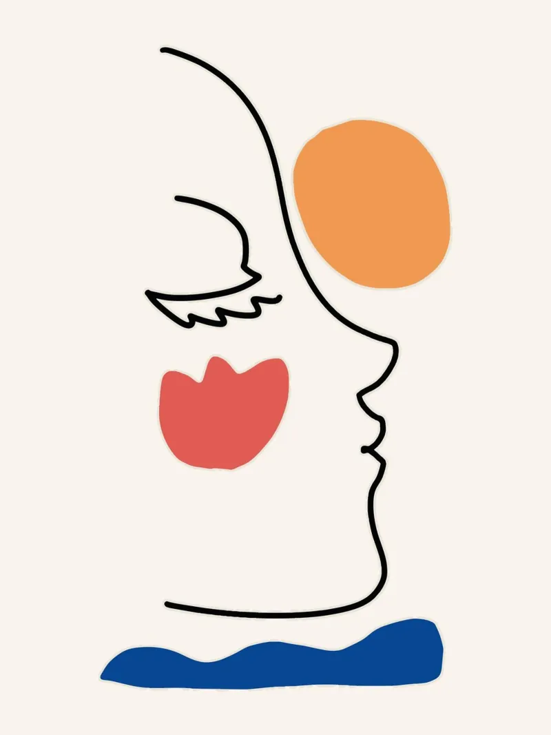 Ritratto minimalista di line art tela con Cornice a cassetta da Whole©