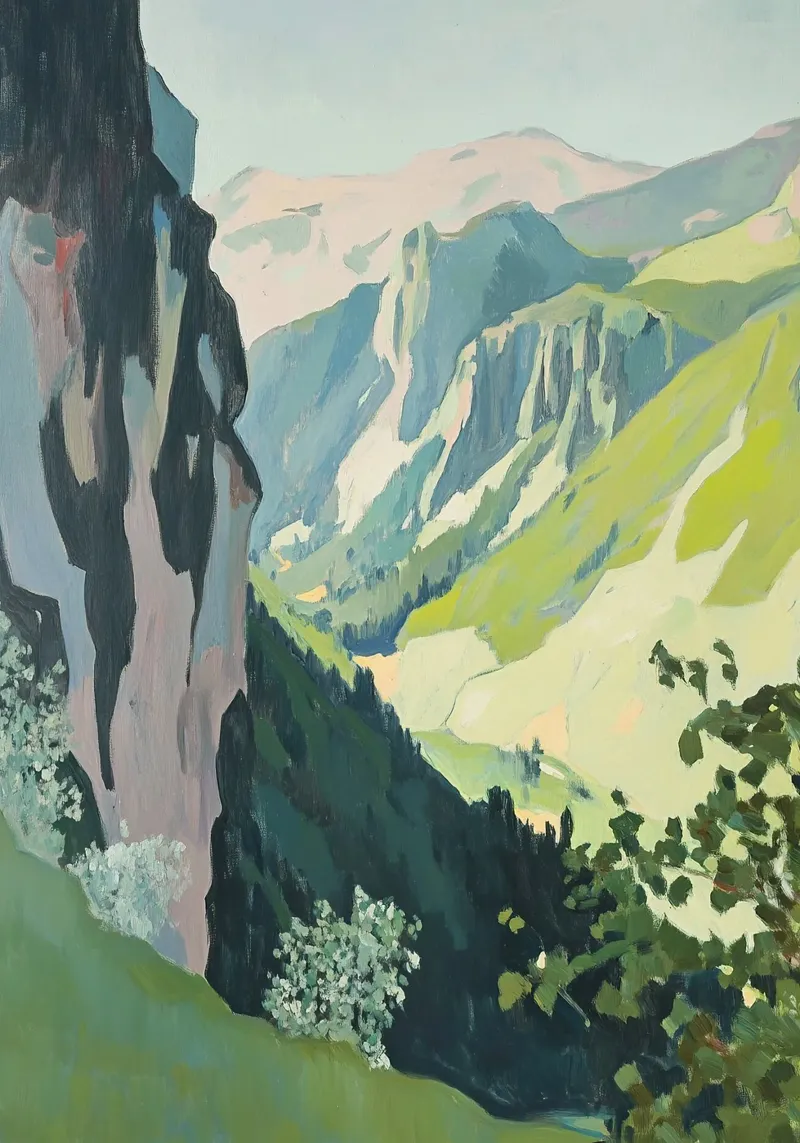 Mountains Fauvism Nature Botany poster with aluminum frame by Euphoria Theresa