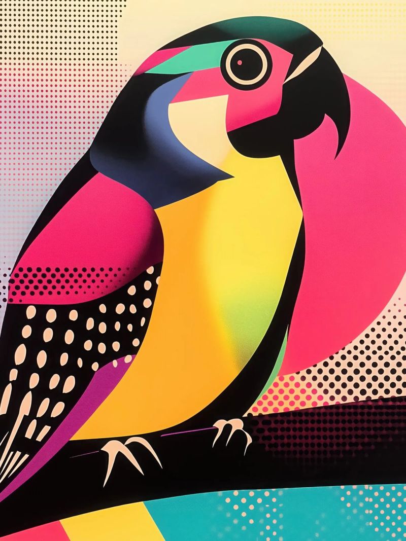 Perroquet décoratif | Optical Art Raster Print poster de Autofocus