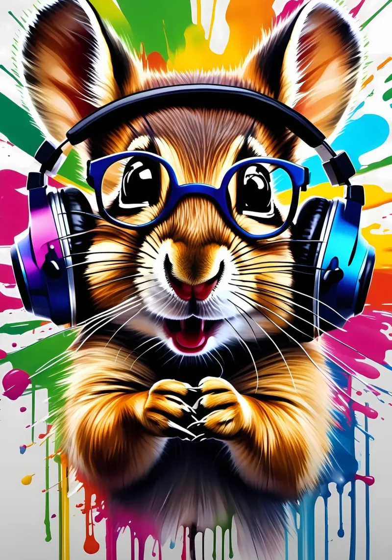 Chipmunk in cuffia, graffiti pellicola backlit da MakArena