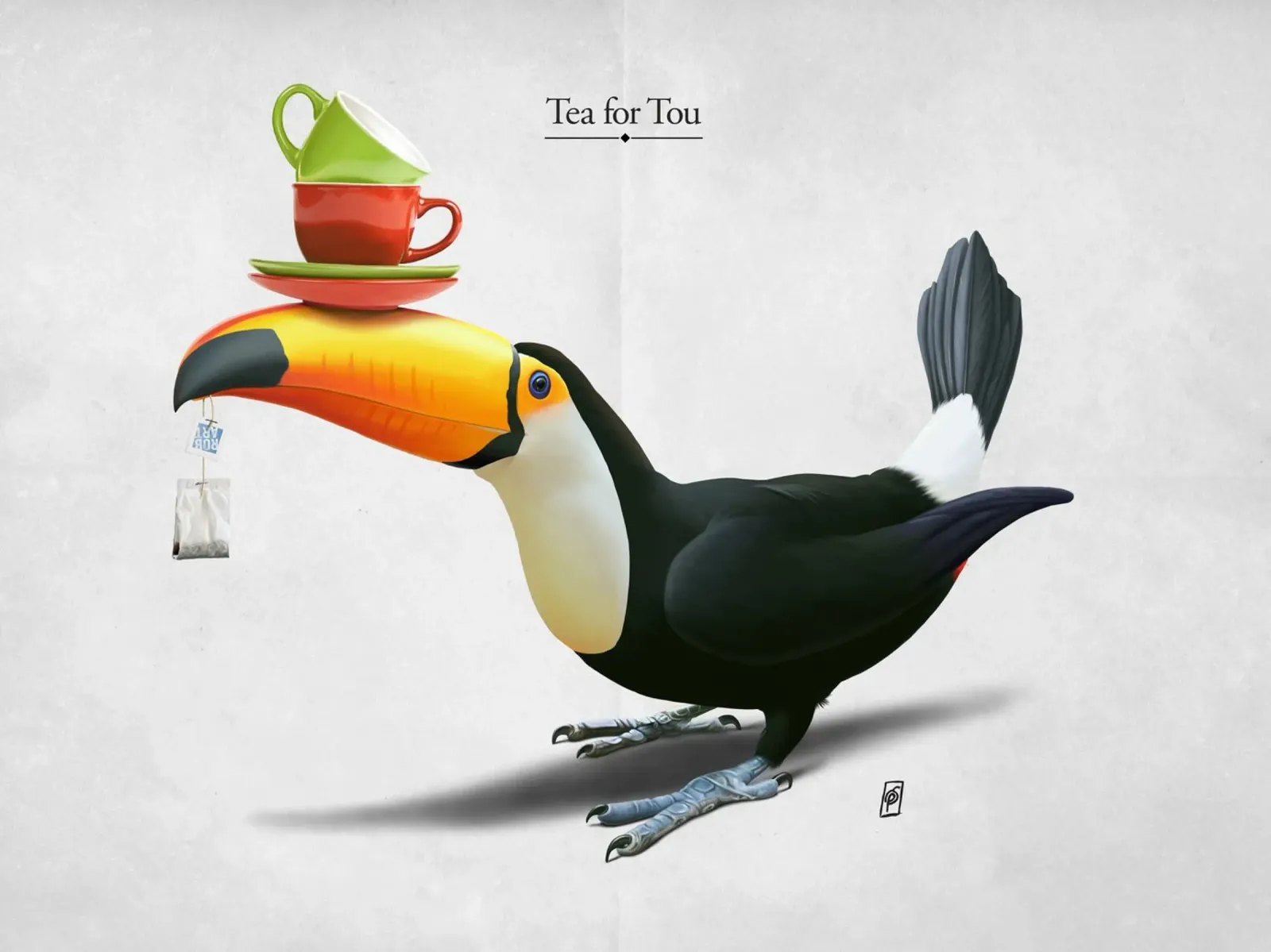 Tea for Tou (Titled) alluminio dibond da Rob Art | Illustration