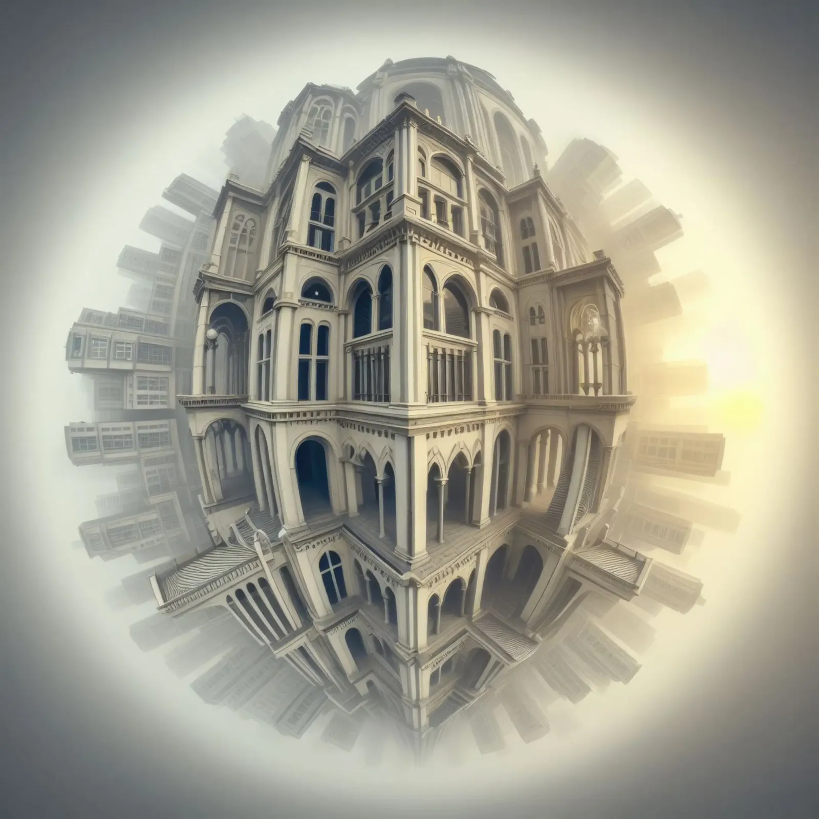Sphere 058 - Surreal Spherical Cityscape pellicola backlit da Spheres
