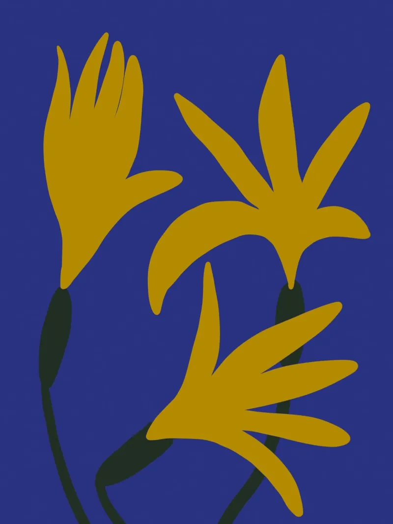 Palm Flowers poster con telaio in legno da treechild