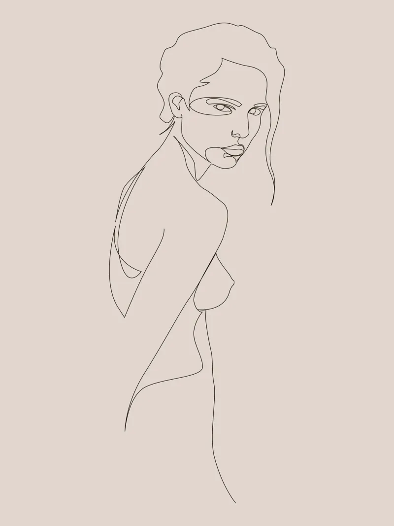 NG4 17 Nude pastel poster with wooden frame by Addillum