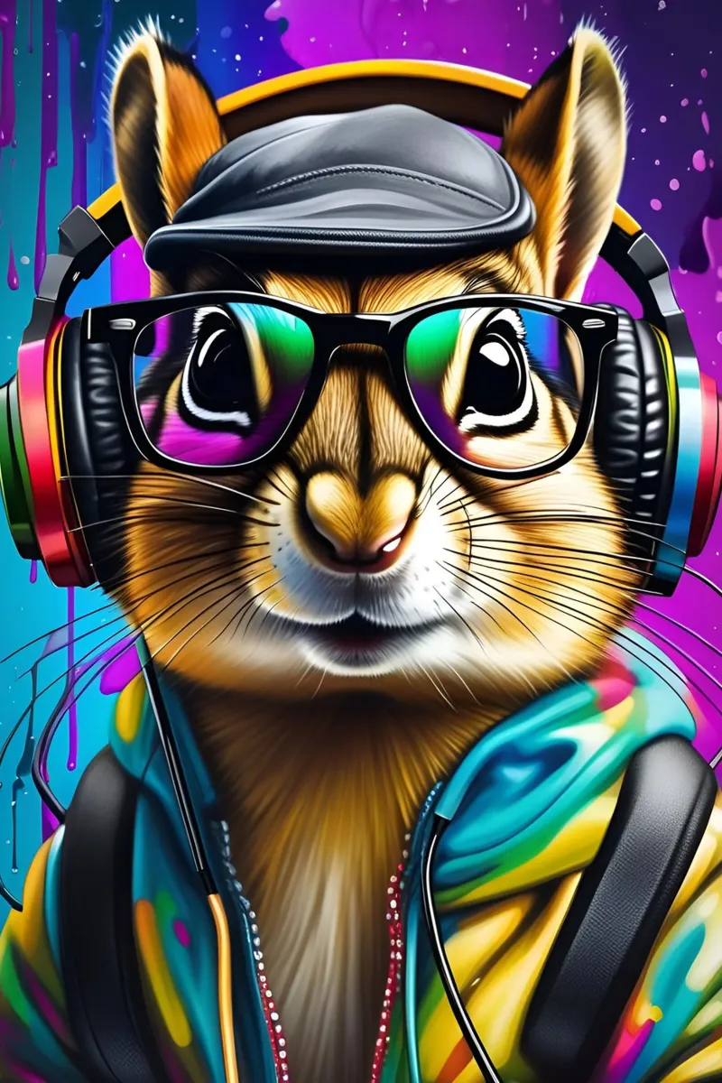 Chipmunk in cuffia plexiglass da PosterOK
