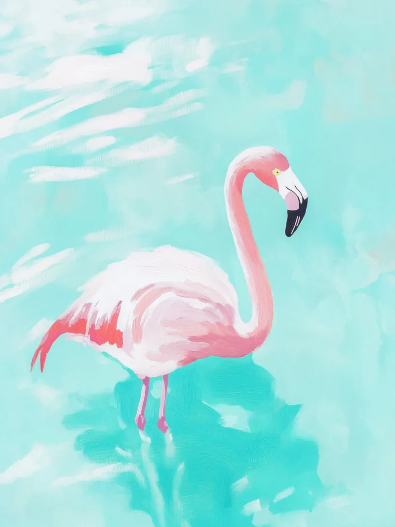 exotischer Pastel Flamingo Alu-Dibond von Carinaprint