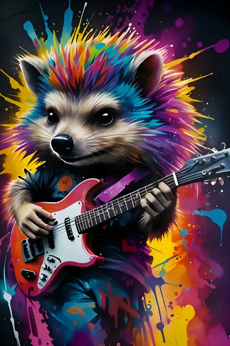 Igel spielt Gitarre Hahnemühle von PosterOK