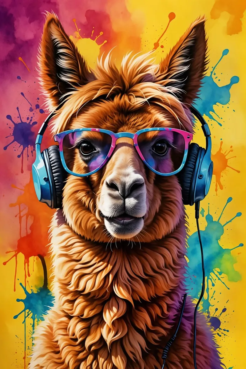 Lama in cuffia plexiglass da PosterOK