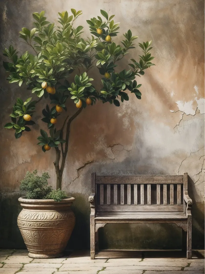 Natura morta di un albero di limoni vintage pannello forex da VintageBotanics