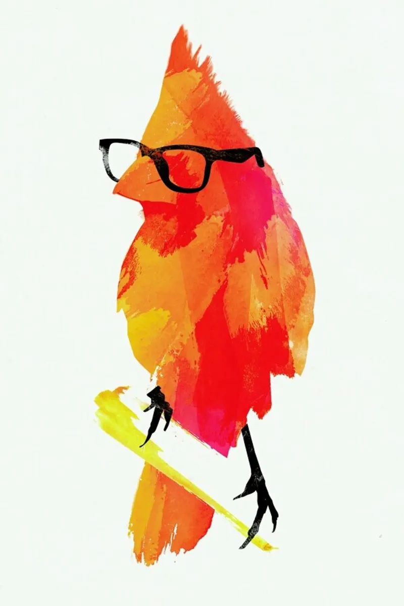 Punk birdy poster con telaio in legno da Róbert Farkas