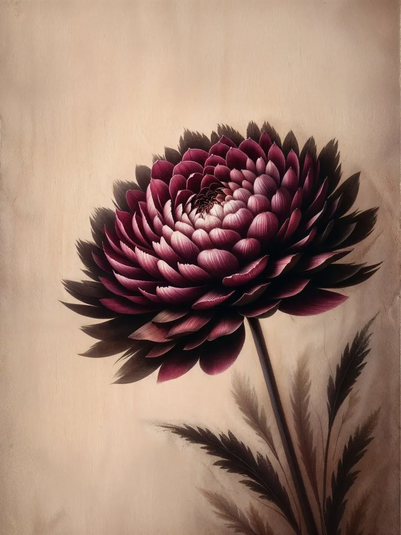 Fiore vintage di Borgogna poster con telaio in legno da VintageBotanics