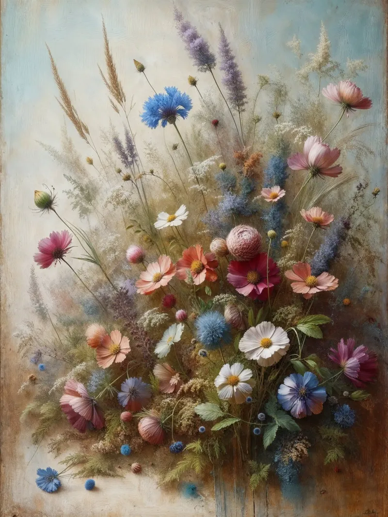 Vintage Flower Field acrylic glass by VintageBotanics
