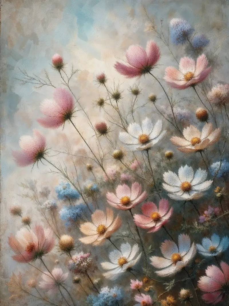 Pastel Wild Flower Field canvas by VintageBotanics