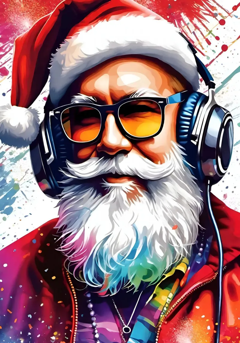 Babbo Natale con le cuffie pellicola backlit da Holidays