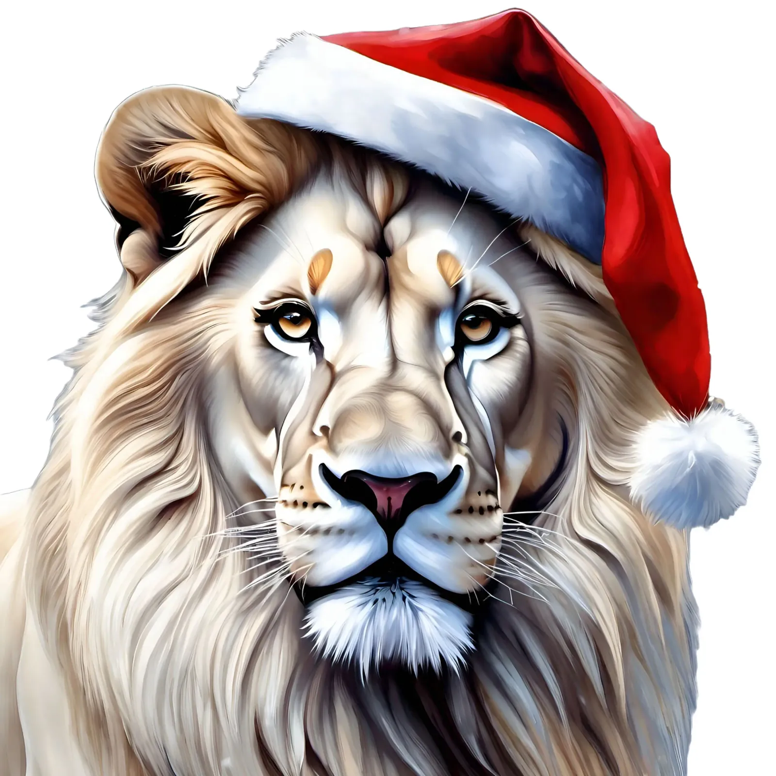 Leone con cappello da Babbo Natale pellicola backlit da Holidays