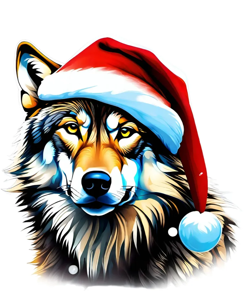 Lupo con cappello da Babbo Natale pellicola backlit da Holidays