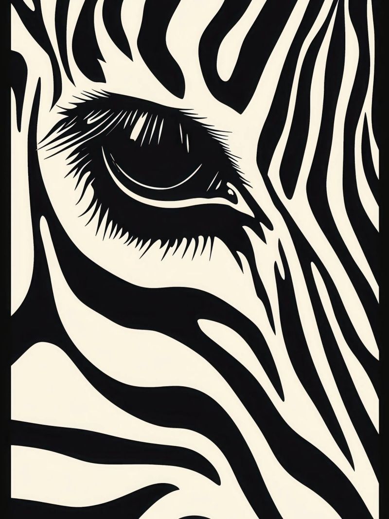 Zebra Closeup | Strisce bianche e nere poster da Autofocus