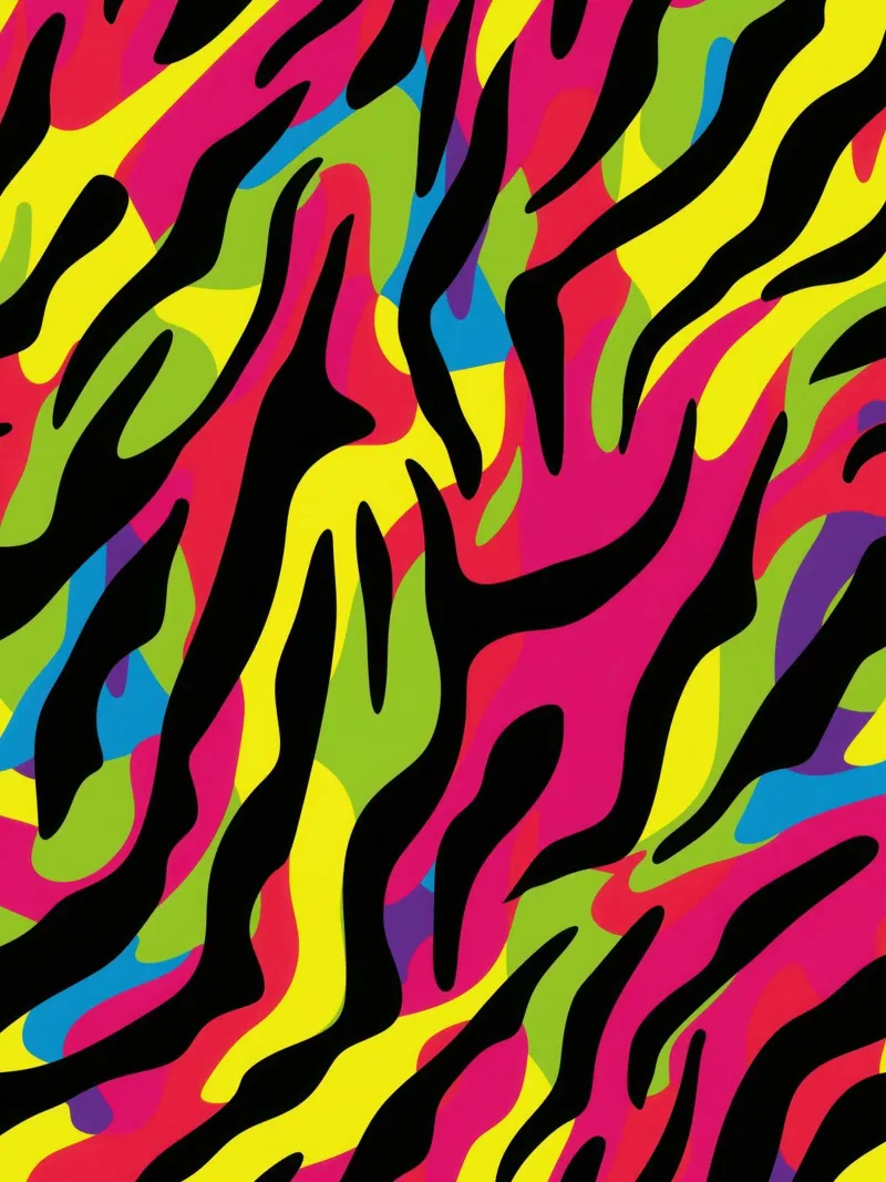 Colourful neon zebra camo pattern canvas with Floater frame by Autofocus